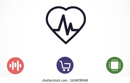 Heart beat pulse flat icon for medical applications and websites. Heartbeat / heart beat pulse icon. Heart beat flat vector icon for medical apps and websites icon.