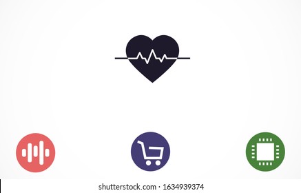 Heart beat pulse flat icon for medical applications and websites. Heartbeat / heart beat pulse icon. Heart beat flat vector icon for medical apps and websites icon.