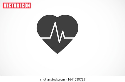 Heart beat pulse flat icon for medical applications and websites. Heartbeat / heart beat pulse icon. Heart beat flat vector icon for medical apps and websites icon.
