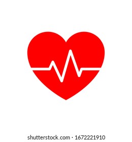 heart beat pulse flat icon red color