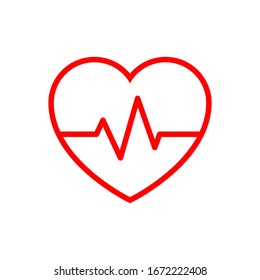 heart beat pulse flat icon outline