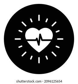 Heart Beat Pulse Flat Icon Isolated On White Background