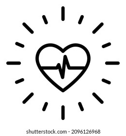Heart Beat Pulse Flat Icon Isolated On White Background