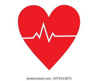 Heart beat pulse flat icon for medical apps and websites. Vector illustration.