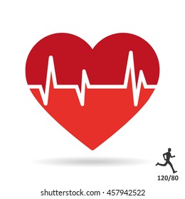 Heart beat pulse flat icon