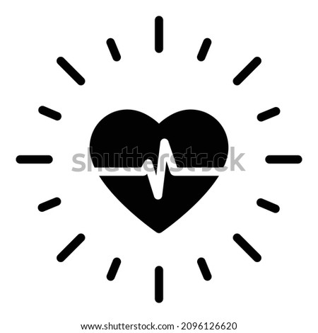 Heart Beat Pulse Flat Icon Isolated On White Background