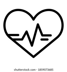 Heart beat pulse icon. Outline heart beat pulse vector icon for web design isolated on white background