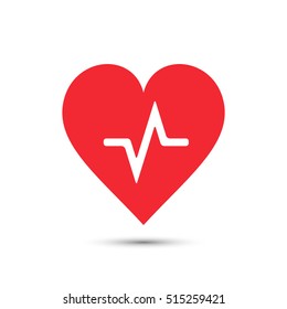 Heart beat pulse icon vector. Heartbeat medical symbol isolated on white.