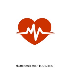 heart beat pulse line graphic inside a heart shape vector illustration in red color