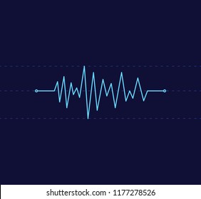 heart beat pulse line graphic vector illustration top and bottom limit line in dark blue background