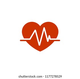 heart beat pulse line graphic inside a heart shape vector illustration in red color