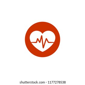 heart beat pulse line graphic inside a heart shape vector illustration in red color