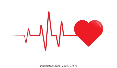 Línea de pulso de Heart Beat aislada sobre fondo blanco. Diseño plano. Ilustración del vector