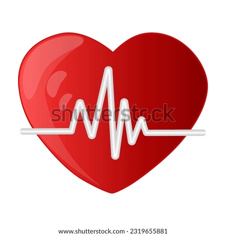 Heart and beat pulse line isolated on white background. Heartbeat icon for medical concept. Heart pulse, cardiogram or medical symbol. Pulse trace. EKG and Cardio sign. Stock vector illustration