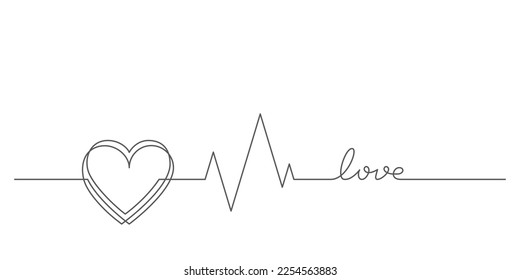 heart beat pulse love concepts decorative line art vector illustration. continuous line drawing minimalism style