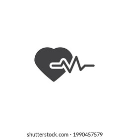 Heart beat pulse vector icon. filled flat sign for mobile concept and web design. Heartbeat glyph icon. Electrocardiogram symbol, logo illustration. Vector graphics