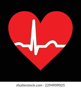 heart beat, heart rate, cardiogram icon, vector illustration 