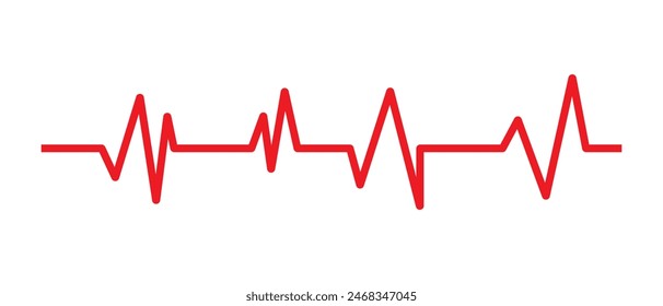 Heart beat red line icon. EKG heart beat line, vector. Cardiogram line icon, sign. Heartbeat pulse vector. Vector illustration.