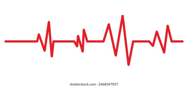 Herz schlägt rote Linie Symbol. EKG-Herzschlaglinie, Vektorgrafik. Kardiogramm Linie Symbol, Zeichen. Puls-Vektorgrafik. Vektorillustration.