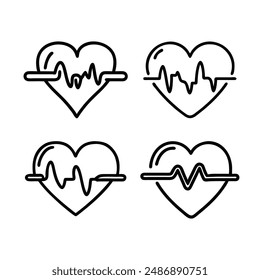 Heart beat red line icon. EKG heart beat line, vector. Cardiogram line icon, sign. Heartbeat pulse vector. Vector illustration.