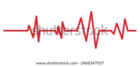 Heart beat red line icon. EKG heart beat line, vector. Cardiogram line icon, sign. Heartbeat pulse vector. Vector illustration.