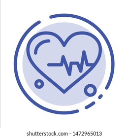 Heart, Beat, Science Blue Dotted Line Line Icon