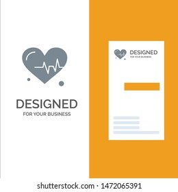 Heart, Beat, Science Grey Logo Design and Business Card Template