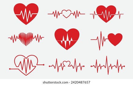 Heart Beat Set, Different Design, Line,