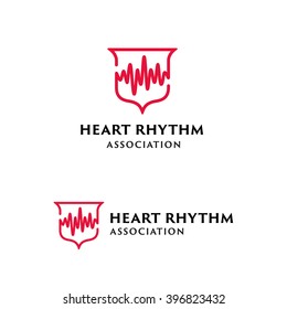 Heart Beat Shield Original Memorable Minimal Graphic Symbol For Your Business. Attractive Unique Simple Solid Mark For Cardiology Clinic, Medical Center, Medicine Service etc. Vector Illustration.