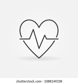 Heart beat simple icon - vector heartbeat pulse concept sign in thin line style