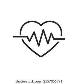 Heart beat thin line icons. Perfect pixel on transparent background