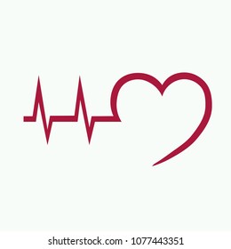 Heart beat vector clip art Medical image for st valentines day