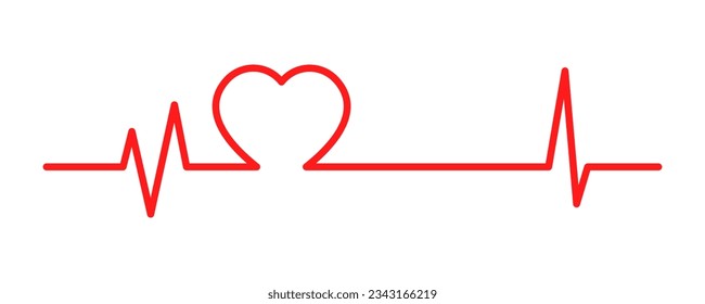 Heart beat vector icon. Pulse or rhythm. Pulse on shape heart. Vector 10 Eps.