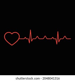 Heart Beat Vector Illustration And T Shirt Design. 