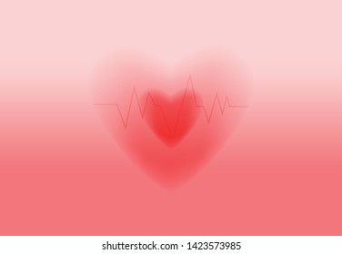 heart beat vector. Light pale vector background