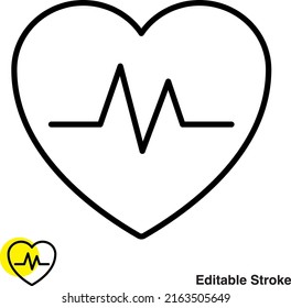 Heart Beat Vector Line Icon
