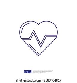 Heart Beat Vector Line Icon