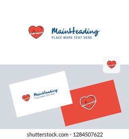 Heart beat  vector logotype with business card template. Elegant corporate identity. - Vector