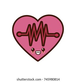 Heart with beat waves cute kawaii cartoon