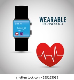 heart beat wearable technology watch device vector illustration eps 10