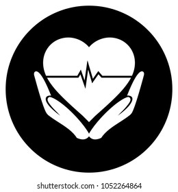Heart beat whit hands icon. Vector illustration