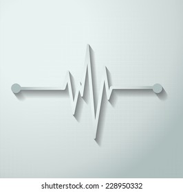 Heart beat. White Pulse icon. white background.