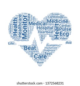 heart beat word cloud. tag cloud about heart beat
