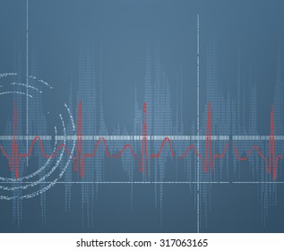 Heart beating (ECG) on the scientific technology background