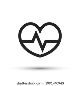 Icono de latido cardíaco elemento médico vector para el diseño de moda. Pictograma simple para concepto móvil y aplicaciones web. Icono de cardio de línea de vectores aislado en un fondo blanco.