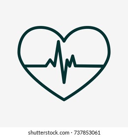 Heart beating line. Cardio icon. Heart health icon. Flat vector illustration