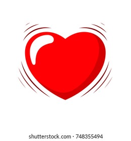 Heart Beating. Vector Illustration Of A Cartoon Heart With Shaking Effect