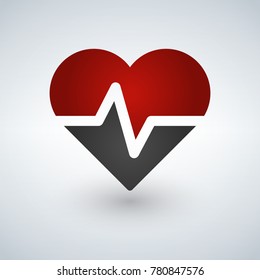 Heart beat,Pulse, Cardiogram Logo Vector Icon