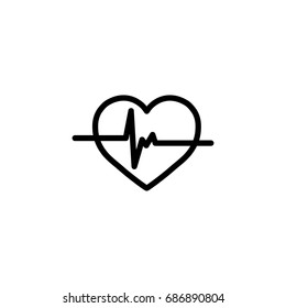 heart beatrate line black icon