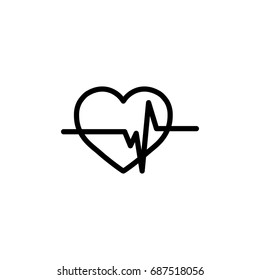 heart beatrate line black icon